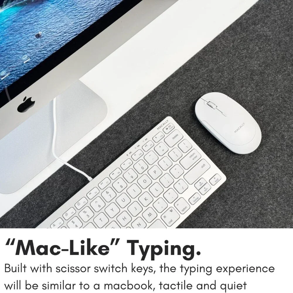 MACALLY Compact USB-C Wired Keyboard